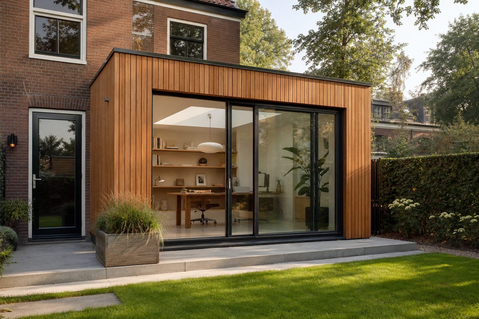 Houten kantoor-aanbouw