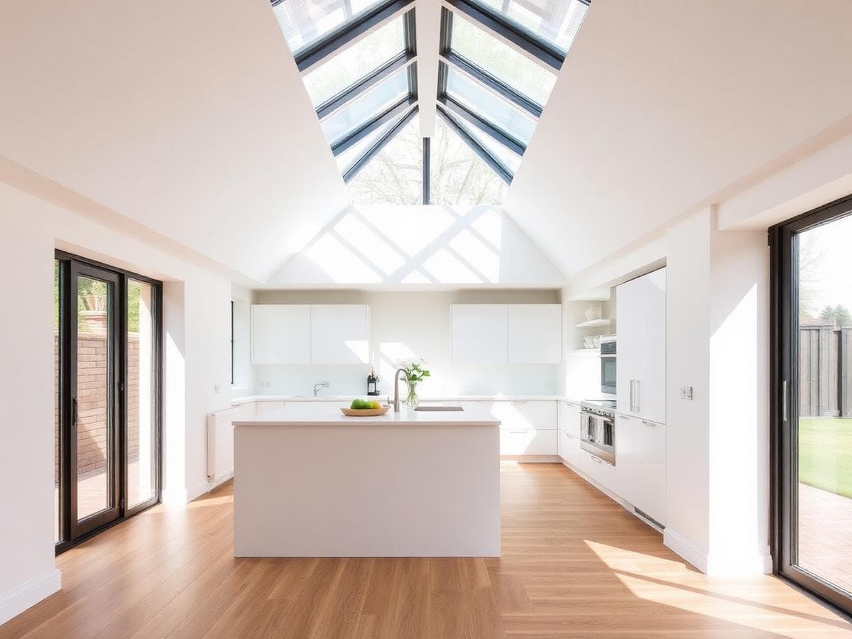 Keuken-aanbouw met lichtkoepel